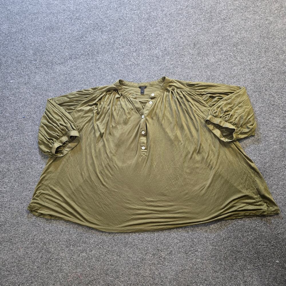 J Crew Top Womens Size XL Green Boxy Oversized Stretch 3/4 Sleeve Casual Capsule